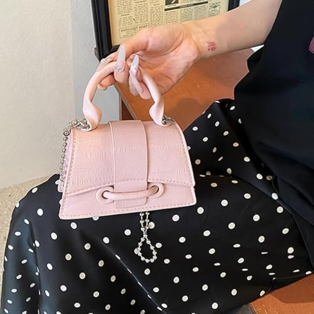 Neiman Marcus Glossy PU Leather Mini Top Handle Crossbody Bag